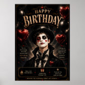 Elegante Pierrot Zwart en Wit Poster (Voorkant)
