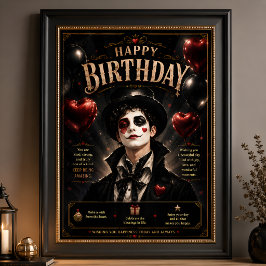 Elegante Pierrot Zwart en Wit Poster