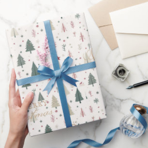 Elegante pijnbomen trouwen met Kerstmis Cadeaupapier