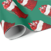 Elegante pijnboom groen rood wit kerstcadeau cadeaupapier (Rol Hoek)