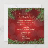 Elegante Pine Bough Rood Goud Kerstfeest Kaart (Voorkant)