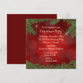 Elegante Pine Bough Rood Goud Kerstfeest Kaart