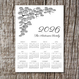 Elegante Pine Branch Botanische Kalender 2026