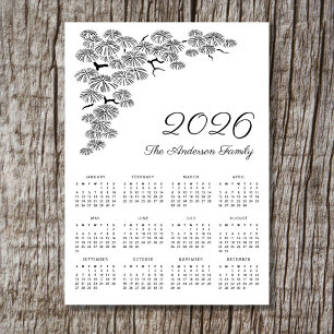 Elegante Pine Branch Botanische Kalender 2026