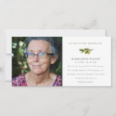 Elegante Pine Branch Foto Sympathy Memorial Bedankkaart (Voorkant)