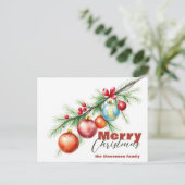 Elegante Pine Branch met Kerstversieringen Feestdagenkaart (Staand voorkant)