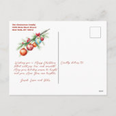 Elegante Pine Branch met Kerstversieringen Feestdagenkaart (Achterkant)