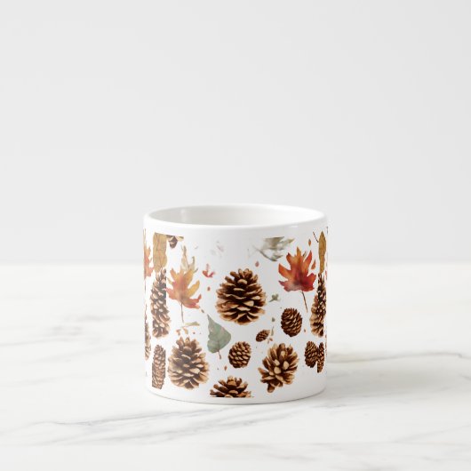 Elegante Pine Cone Espresso Mok – Vieren van Natuu (Voorkant)