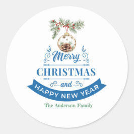 Elegante Pine Cone Kerstmis & Nieuwjaar Ronde Sticker