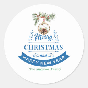 Elegante Pine Cone Kerstmis & Nieuwjaar Ronde Sticker