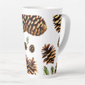 Elegante Pine Cone Outline Latte Mok, 17oz Mok (Rechterhoek)