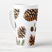 Elegante Pine Cone Outline Latte Mok, 17oz Mok (Linkerhoek)