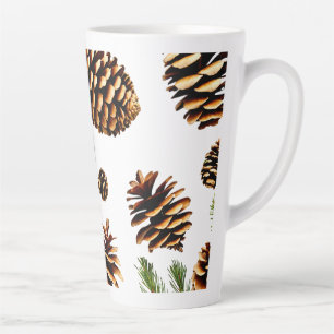 Elegante Pine Cone Outline Latte Mok, 17oz Mok