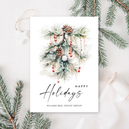 Elegante Pine Cones Branch Christmas Corporate Feestdagenkaart