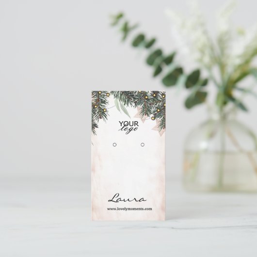 Elegante Pine Earring Display Visitekaartje (Staand voorkant)