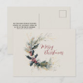 Elegante Pine en Holly Krans met gouden accenten Briefkaart (Voorkant / Achterkant)