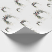 Elegante Pine en Holly Krans met gouden accenten Cadeaupapier (Hoek)