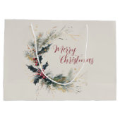 Elegante Pine en Holly Krans met gouden accenten Groot Cadeauzakje (Achterkant)