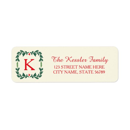 Elegante Pine Holiday retour adreslabels Etiket (Voorkant)
