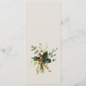 Elegante Pine Holly Krans Gouden Accenten Kerstmis Menu (Achterkant)