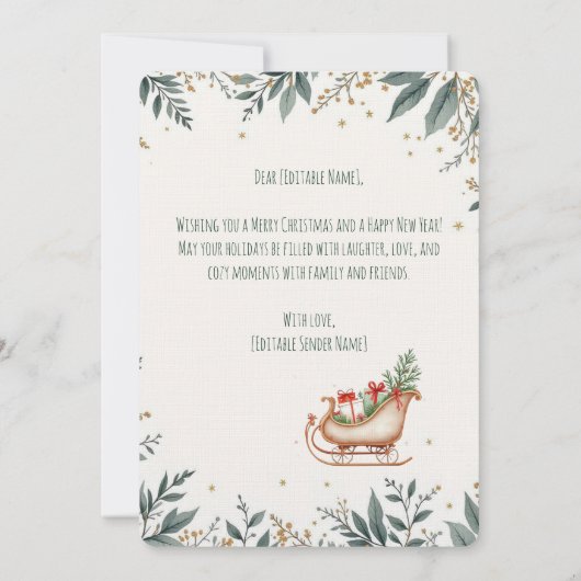 Elegante Pine & Holly Merry Christmas Invitation. Kaart (Achterkant)