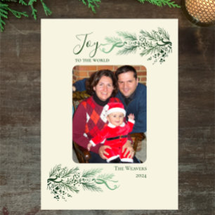Elegante Pine Joy naar World Christmas Family Foto Feestdagenkaart
