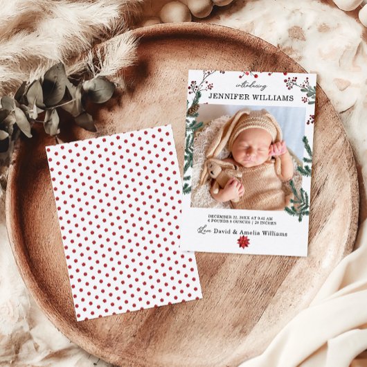 Elegante Pine Lijst Baby Geboorteaankondiging Kaar Aankondiging