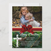 Elegante Pine Red Bow Religieuze Bijbel Verse Foto Feestdagenkaart (Voorkant)