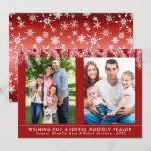 Elegante Pine Snowflakes Familie Foto's Kerstmis Feestdagenkaart (Voorkant / Achterkant)