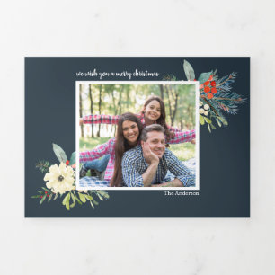 Elegante Pine takken elegant 3 foto's Kerstmis Drieluik Wenskaart