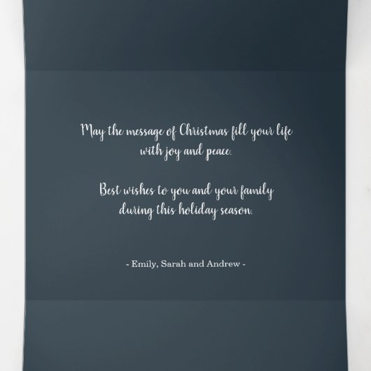 Elegante Pine takken elegant 3 foto's Kerstmis Drieluik Wenskaart (Binnenkant midden)