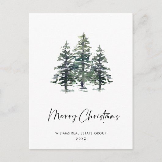 Elegante Pine Tree Christmas Company Groet Briefkaart (Voorkant)