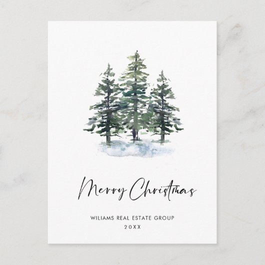 Elegante Pine Tree Christmas Company Groet Briefkaart (Voorkant)