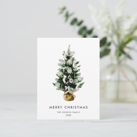 Elegante Pine Tree Christmas Company Groet Briefkaart (Staand voorkant)