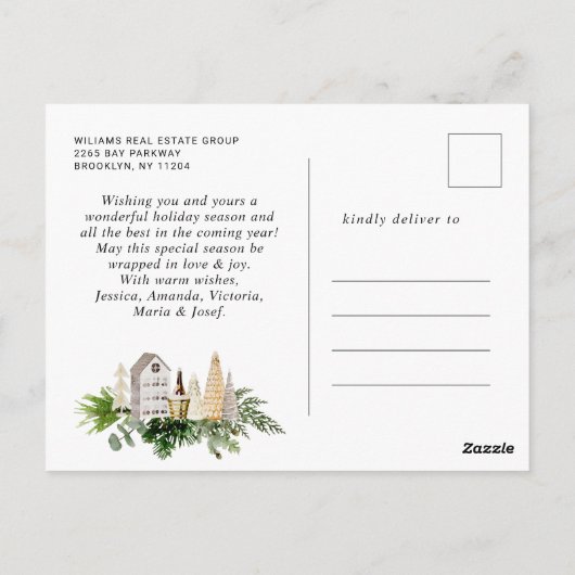 Elegante Pine Tree Christmas Company Groet Briefkaart (Achterkant)