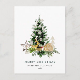 Elegante Pine Tree Christmas Company Groet Briefkaart