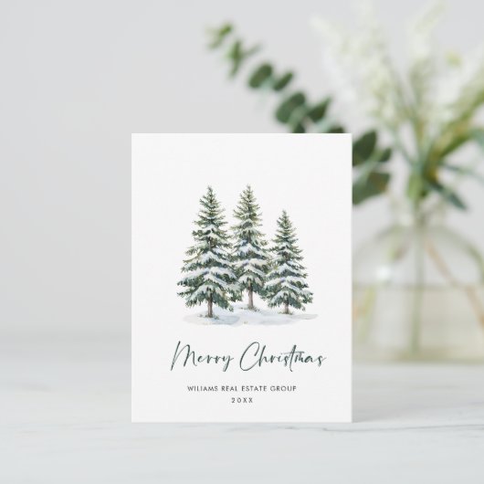 Elegante Pine Tree Christmas Company Groet Briefkaart (Staand voorkant)