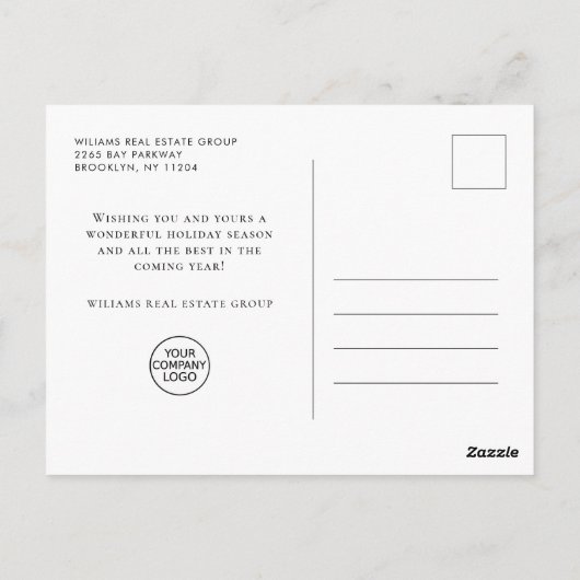 Elegante Pine Tree Christmas Company Groet Briefkaart (Achterkant)