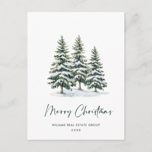 Elegante Pine Tree Christmas Company Groet Briefkaart (Voorkant)
