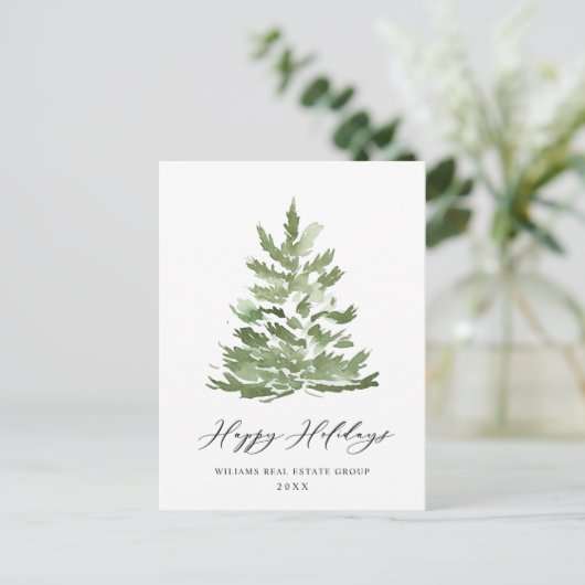 Elegante Pine Tree Christmas Company Groet Briefkaart (Staand voorkant)
