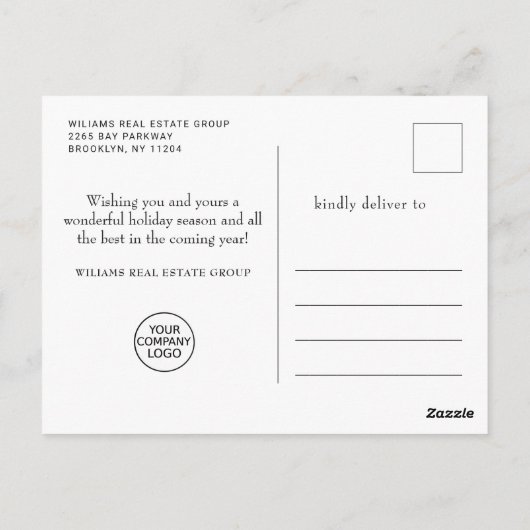 Elegante Pine Tree Christmas Company Groet Briefkaart (Achterkant)