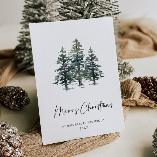 Elegante Pine Tree Christmas Company Groet Briefkaart