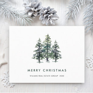Elegante Pine Tree Christmas Company Groet Briefkaart
