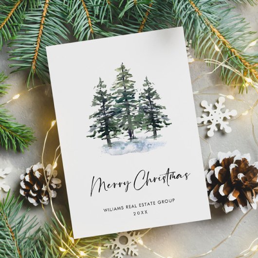 Elegante Pine Tree Christmas Company Groet Briefkaart