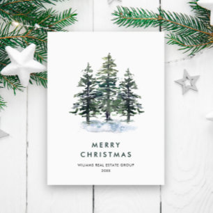 Elegante Pine Tree Christmas Company Groet Briefkaart