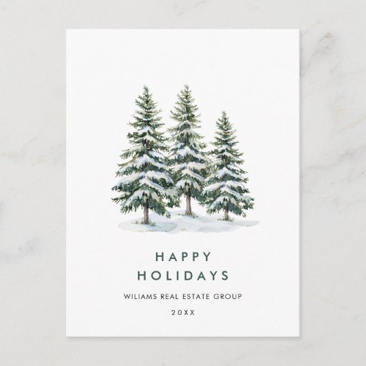 Elegante Pine Tree Christmas Company Groet Briefkaart (Voorkant)