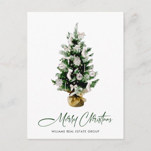 Elegante Pine Tree Christmas Company Groet Briefkaart (Voorkant)