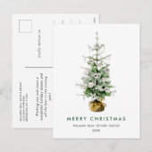 Elegante Pine Tree Christmas Company Groet Feestdagenkaart (Voorkant / Achterkant)