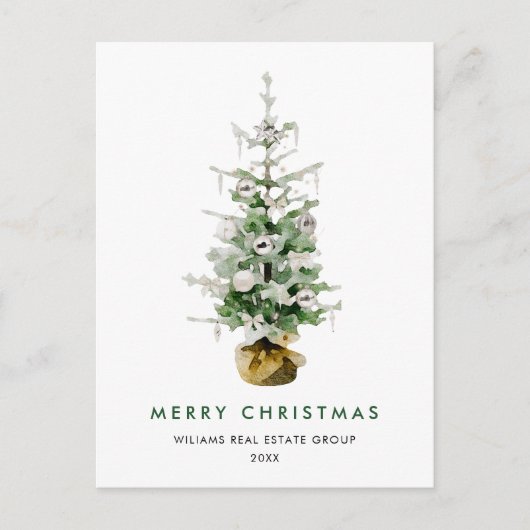 Elegante Pine Tree Christmas Company Groet Feestdagenkaart (Voorkant)