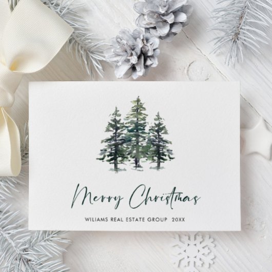 Elegante Pine Tree Christmas Company Groet Feestdagenkaart